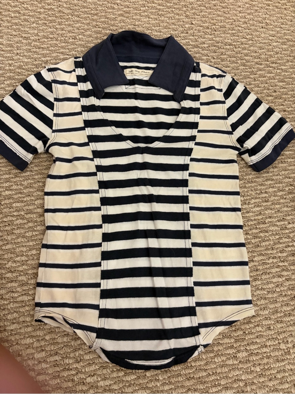 We The Free Navy and White Striped Polo Bodysuit